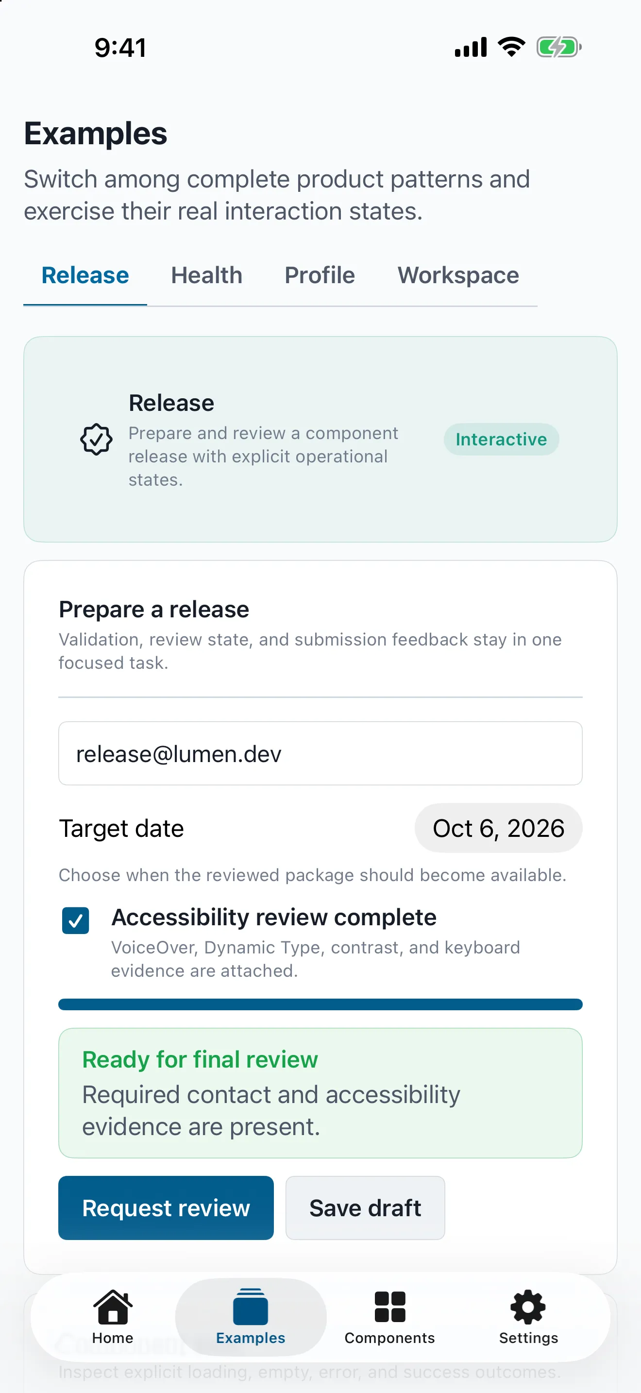 Lumen Playground on iPhone, showing an interactive release form in light mode
