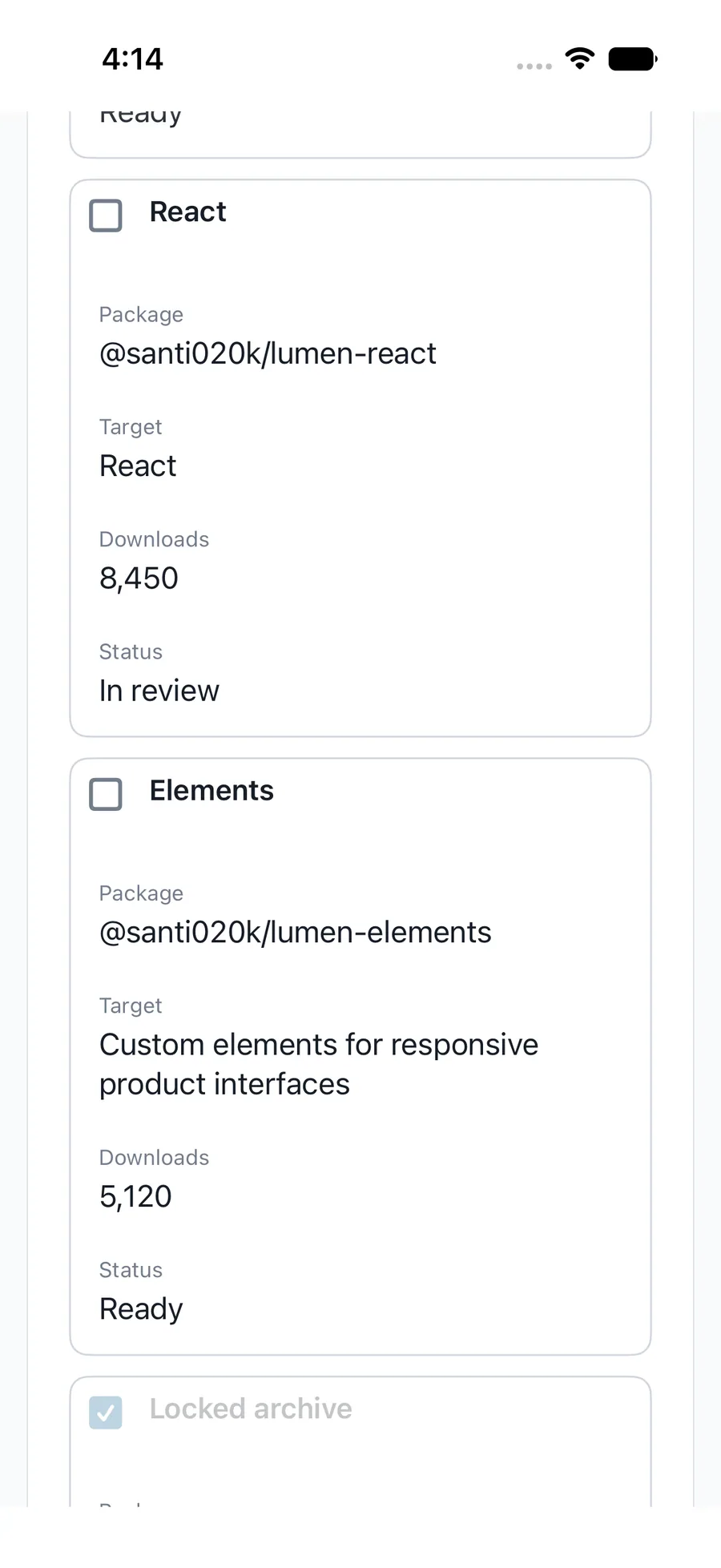 Data table rendered in the iPhone simulator Lumen playground