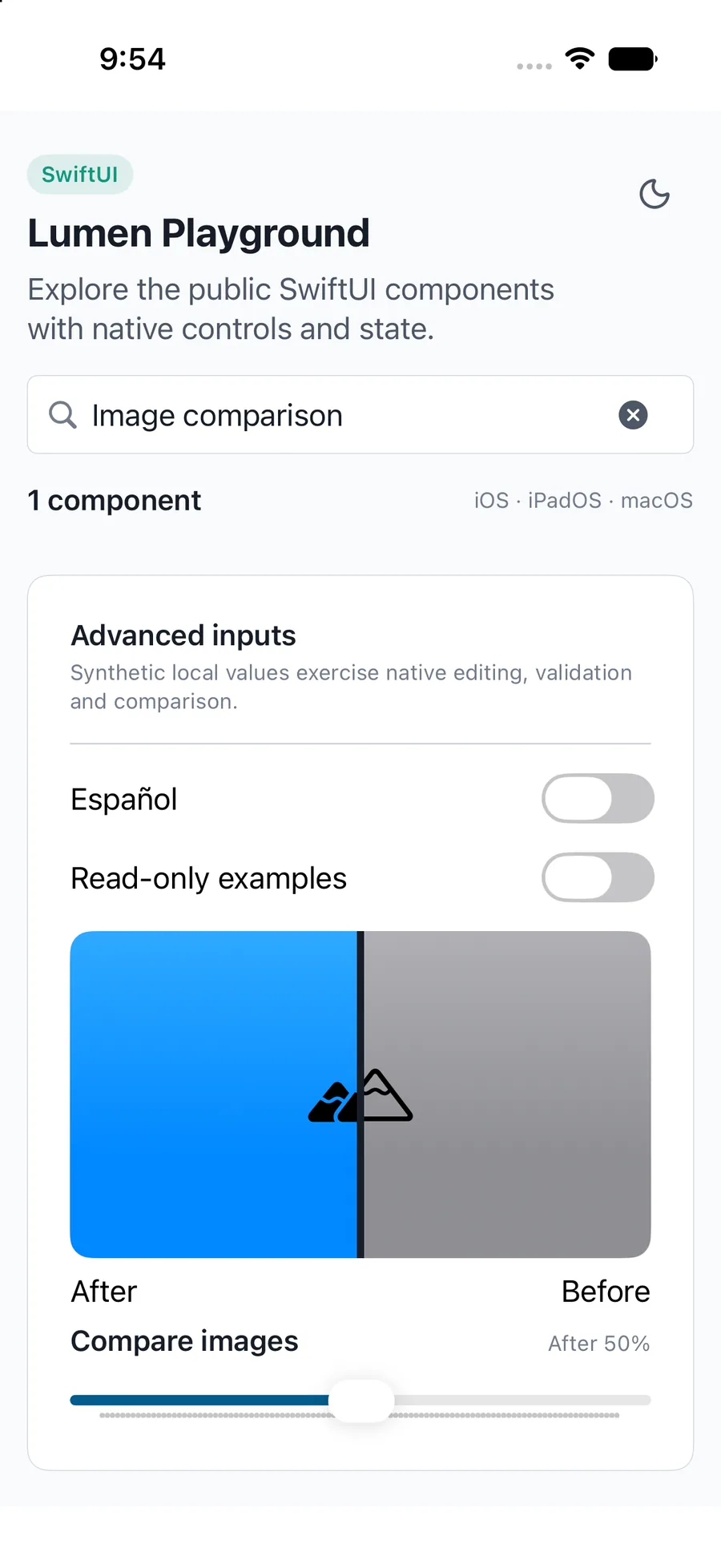 Image comparison rendered in the iPhone simulator Lumen playground