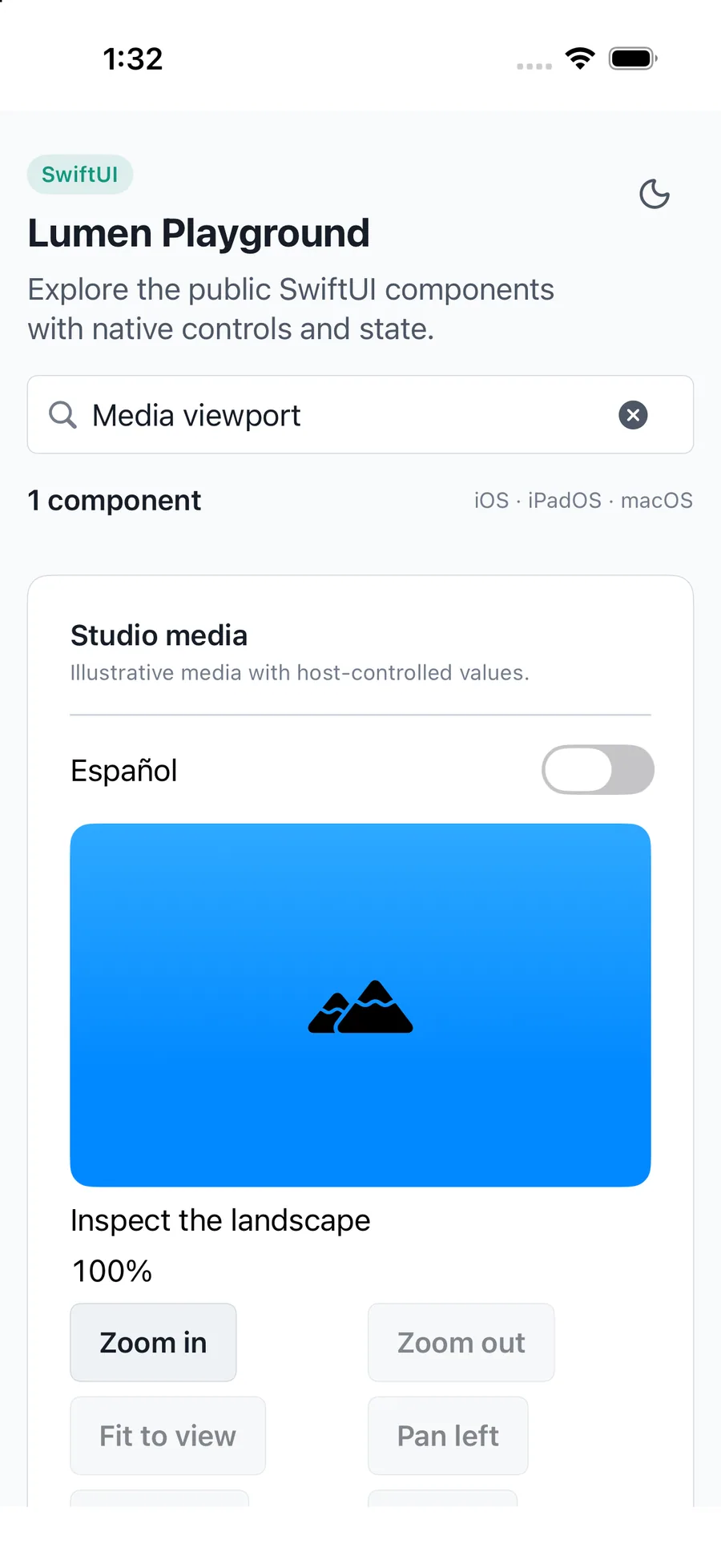 Media viewport rendered in the iPhone simulator Lumen playground