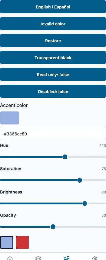 Color picker rendered in the Expo web renderer Lumen playground