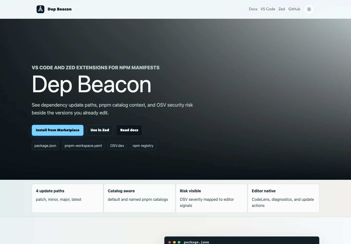 Dep Beacon interface preview