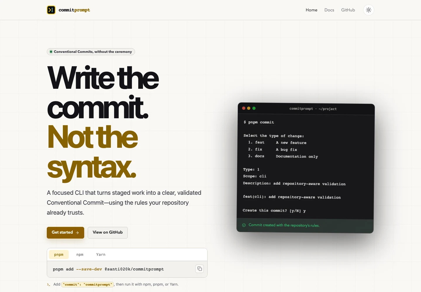 Commitprompt interface preview