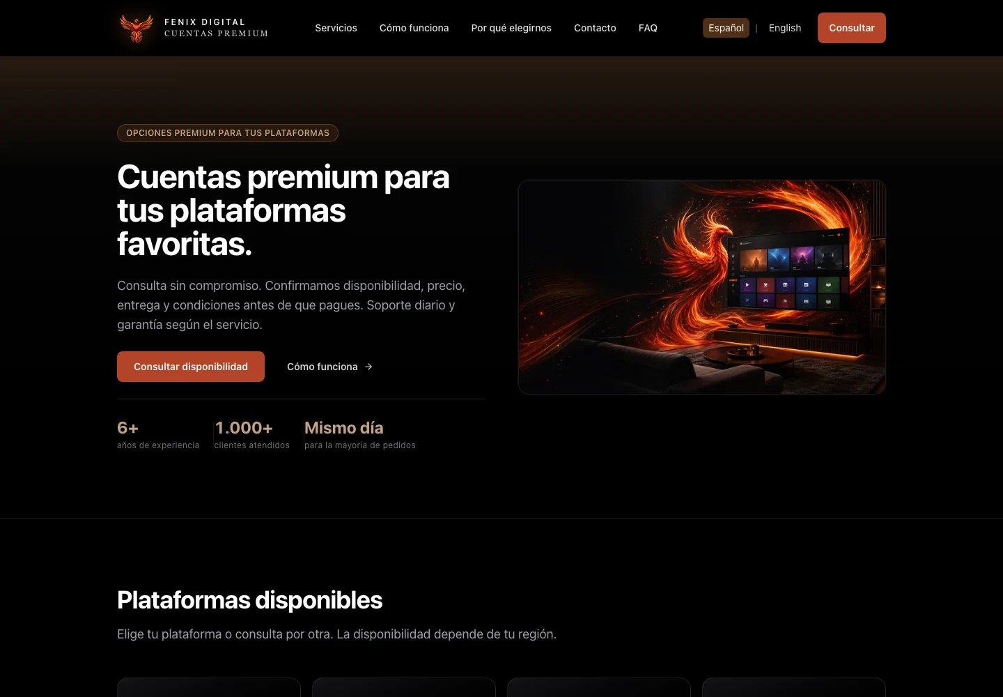 Fenix Digital interface preview
