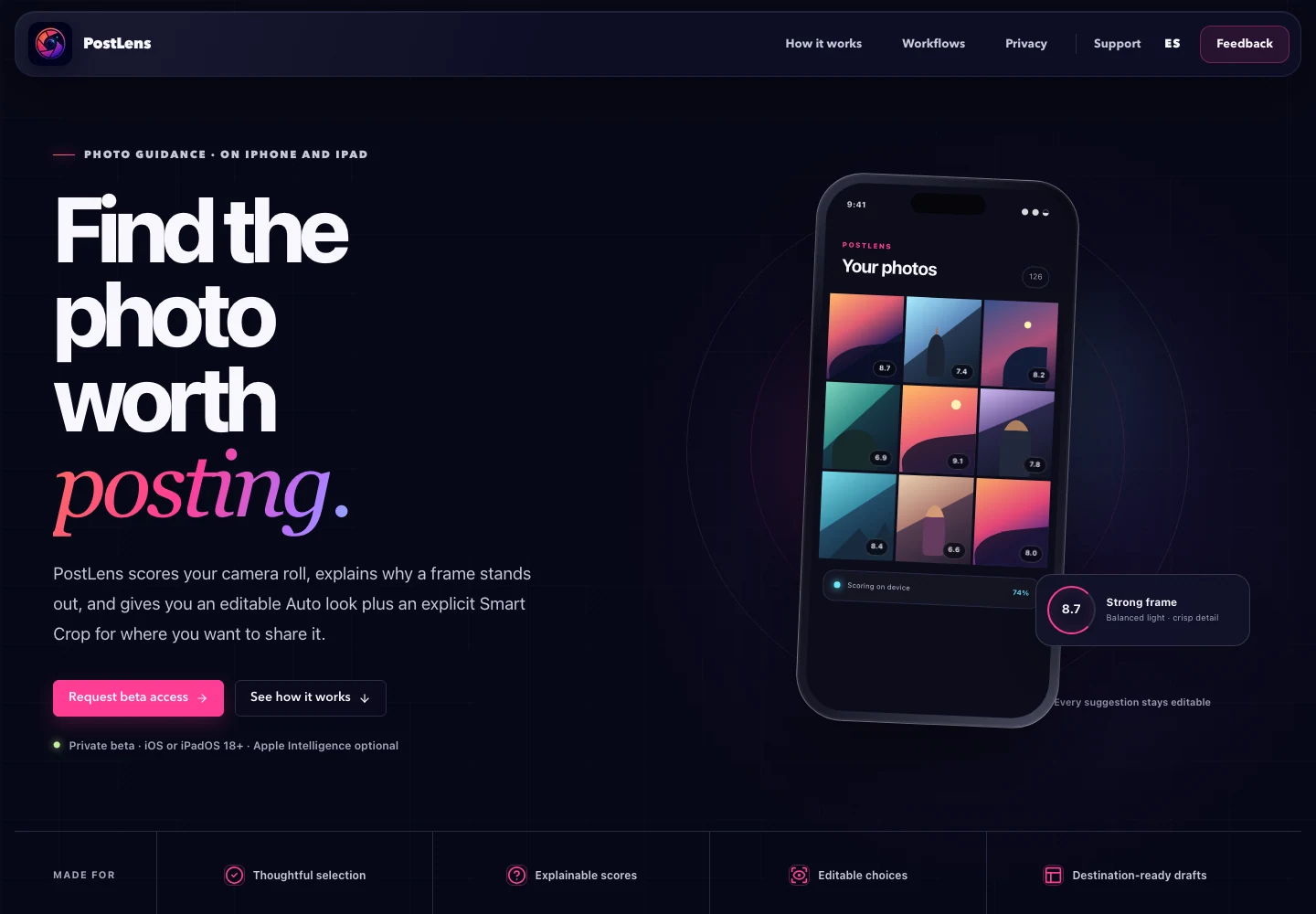 PostLens desktop interface preview