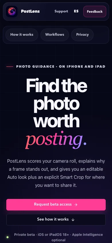 PostLens mobile interface preview