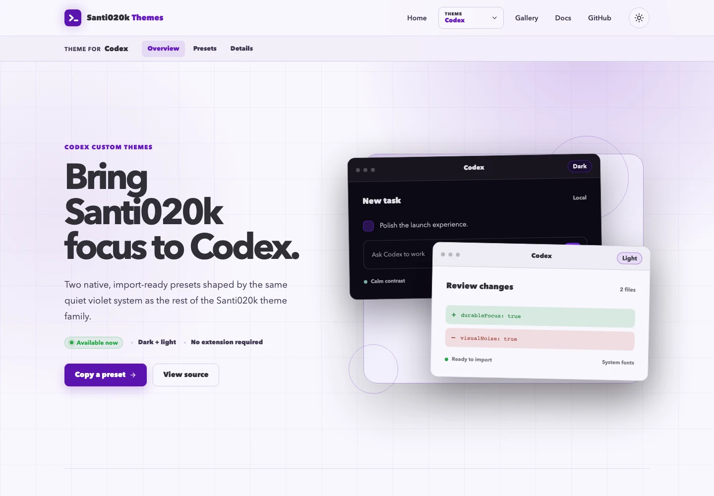Santi020k Themes interface preview